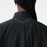 Bassike Crushed Cotton Shirt Dress in Black