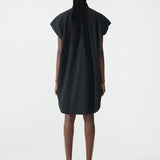 Bassike Crushed Cotton Shirt Dress in Black