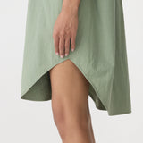 Bassike Crushed Cotton Shirt Dress in Dark Sage