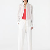 Bassike Fine Check Shirt in White and Black and Light Blue