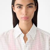 Bassike Fine Check Shirt in White and Black and Light Blue