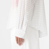 Bassike Fine Check Shirt in White and Black and Light Blue