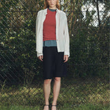 Bassike Fine Check Shirt in White and Black and Light Blue