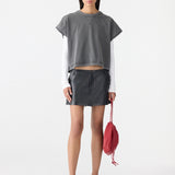 Bassike Pigment Boxy Cut Off Tank in Washed Black
