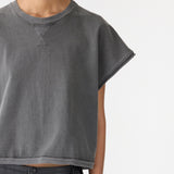 Bassike Pigment Boxy Cut Off Tank in Washed Black