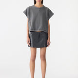 Bassike Pigment Boxy Cut Off Tank in Washed Black