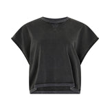 Bassike Pigment Boxy Cut Off Tank in Washed Black