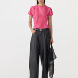 Bassike Stripe Heritage Baby T-Shirt in Red and Pink