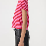 Bassike Stripe Heritage Baby T-Shirt in Red and Pink