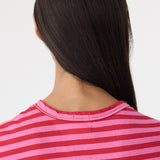 Bassike Stripe Heritage Baby T-Shirt in Red and Pink