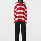 Bassike Universal Wool Cashmere Knit in Black and Red Stripe