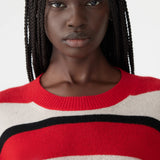 Bassike Universal Wool Cashmere Knit in Black and Red Stripe