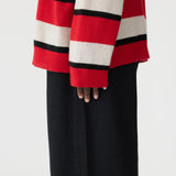 Bassike Universal Wool Cashmere Knit in Black and Red Stripe