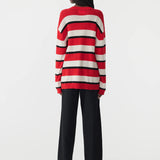 Bassike Universal Wool Cashmere Knit in Black and Red Stripe