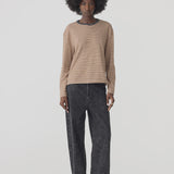 Bassike Vintage Stripe Heritage Long Sleeve T-Shirt in Orange and Charcoal and White