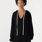 Bassike Cotton Weekend Hoodie in Black