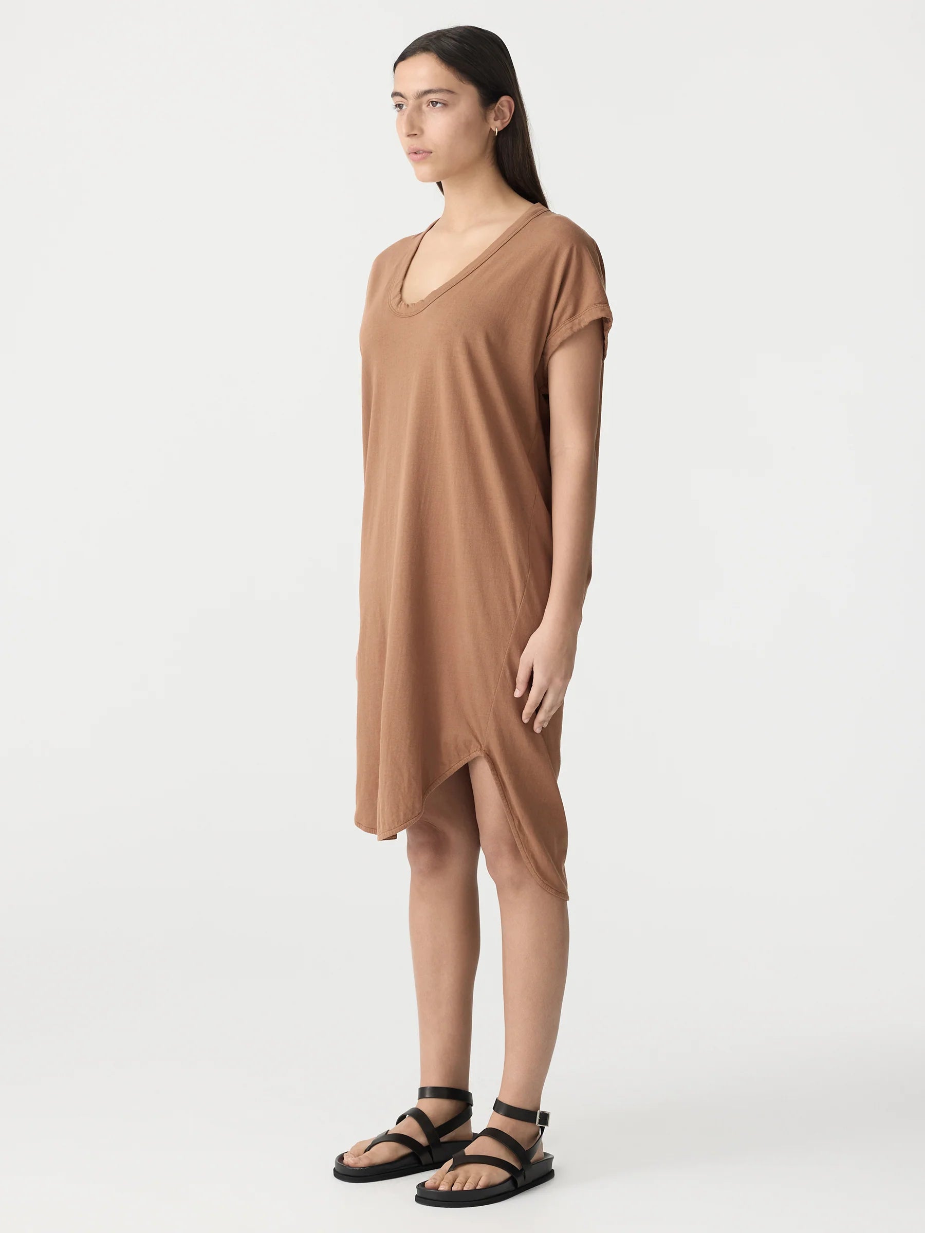 Bassike Boxy T-Shirt Dress with Tail II in Argan