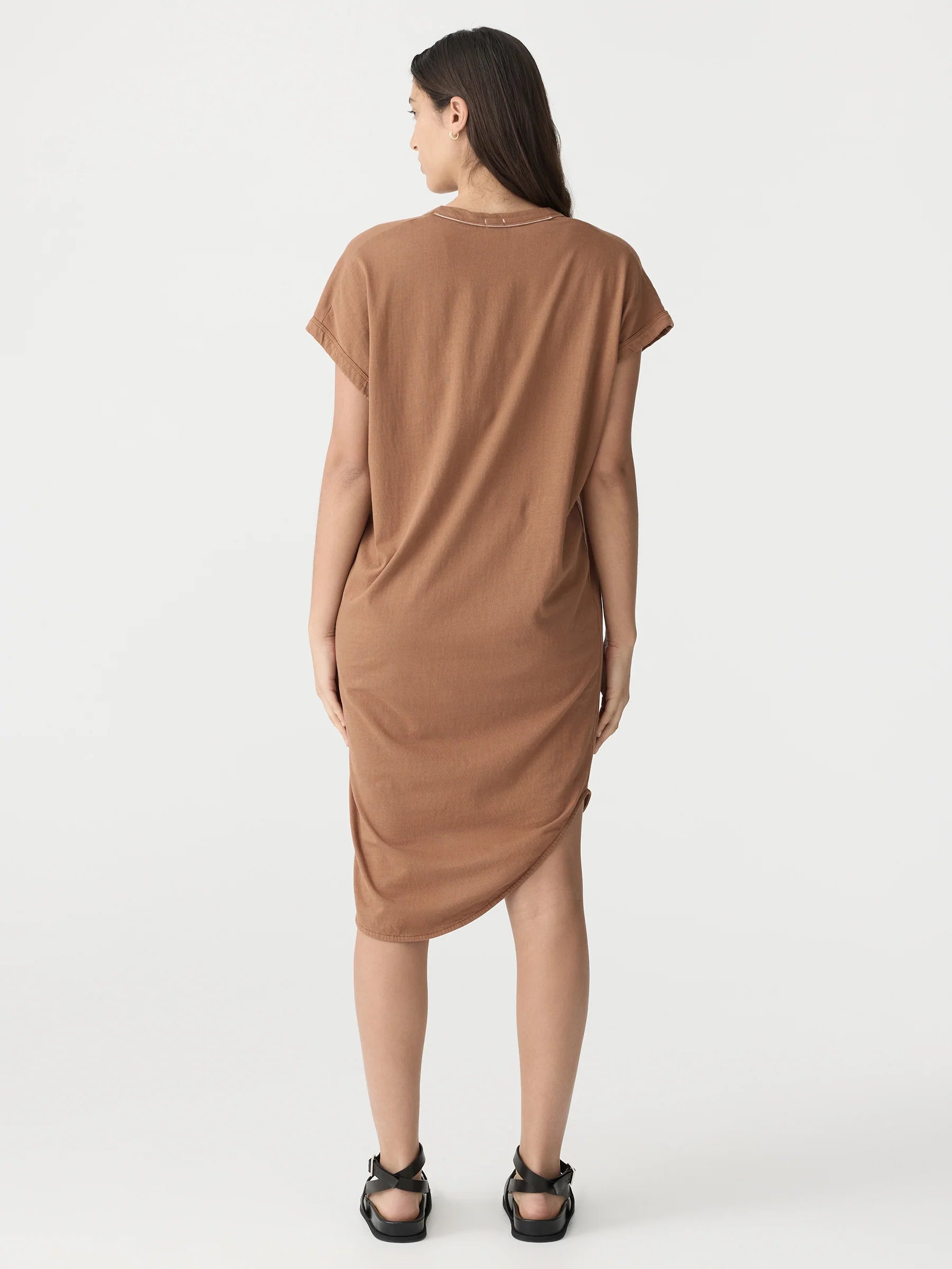 Bassike Boxy T-Shirt Dress with Tail II in Argan