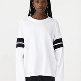 Bassike Boxy Rib Insert Long Sleeve T-Shirt in White