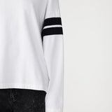 Bassike Boxy Rib Insert Long Sleeve T-Shirt in White
