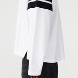 Bassike Boxy Rib Insert Long Sleeve T-Shirt in White