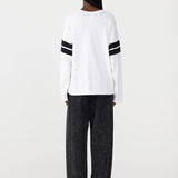 Bassike Boxy Rib Insert Long Sleeve T-Shirt in White