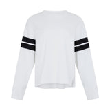 Bassike Boxy Rib Insert Long Sleeve T-Shirt in White