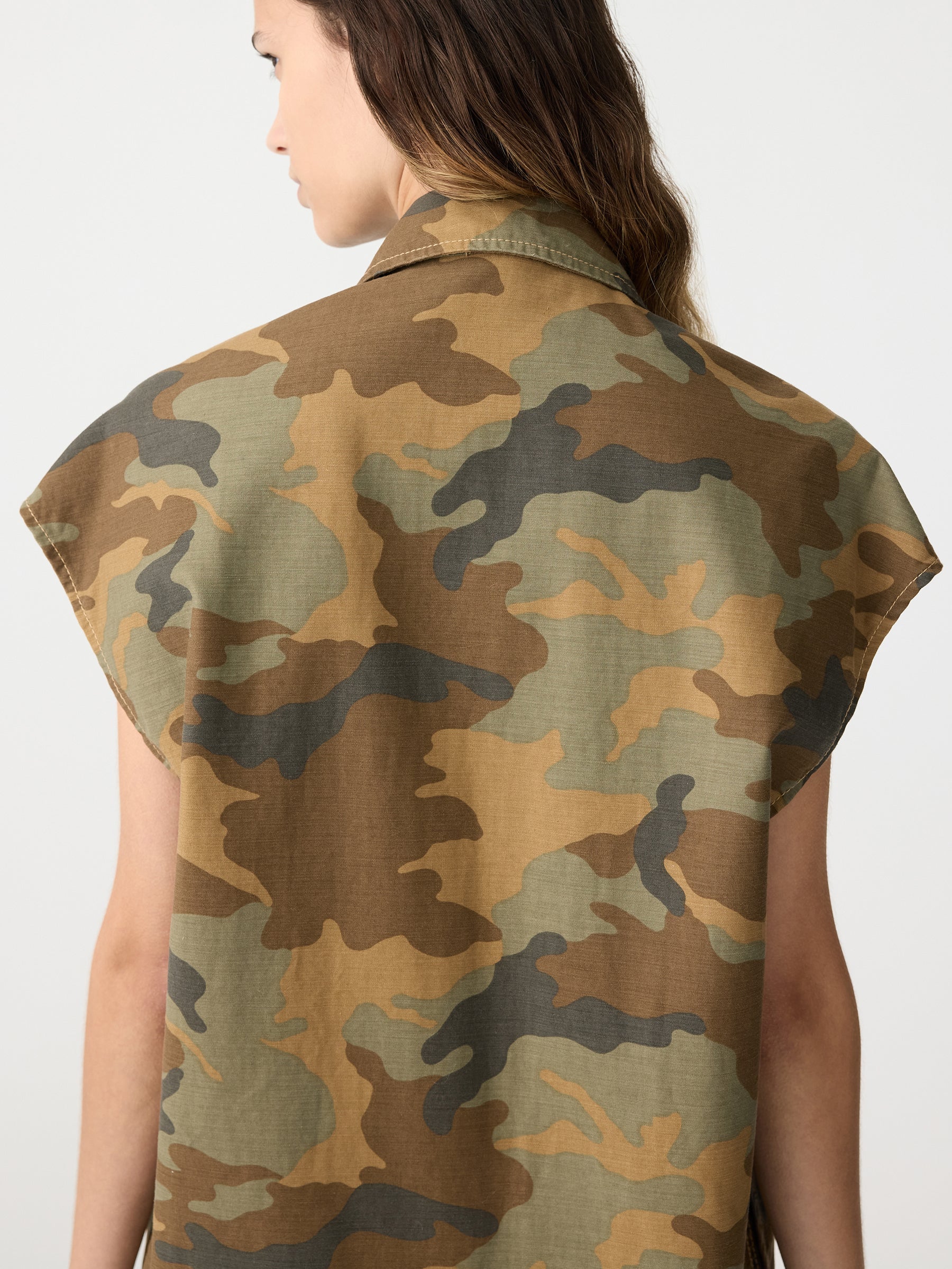 Bassike Camo Zip Front Dress in Camo Print