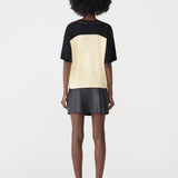 Bassike Contrast Raglan Short Sleeve T-Shirt in Black and Lemon Glaze