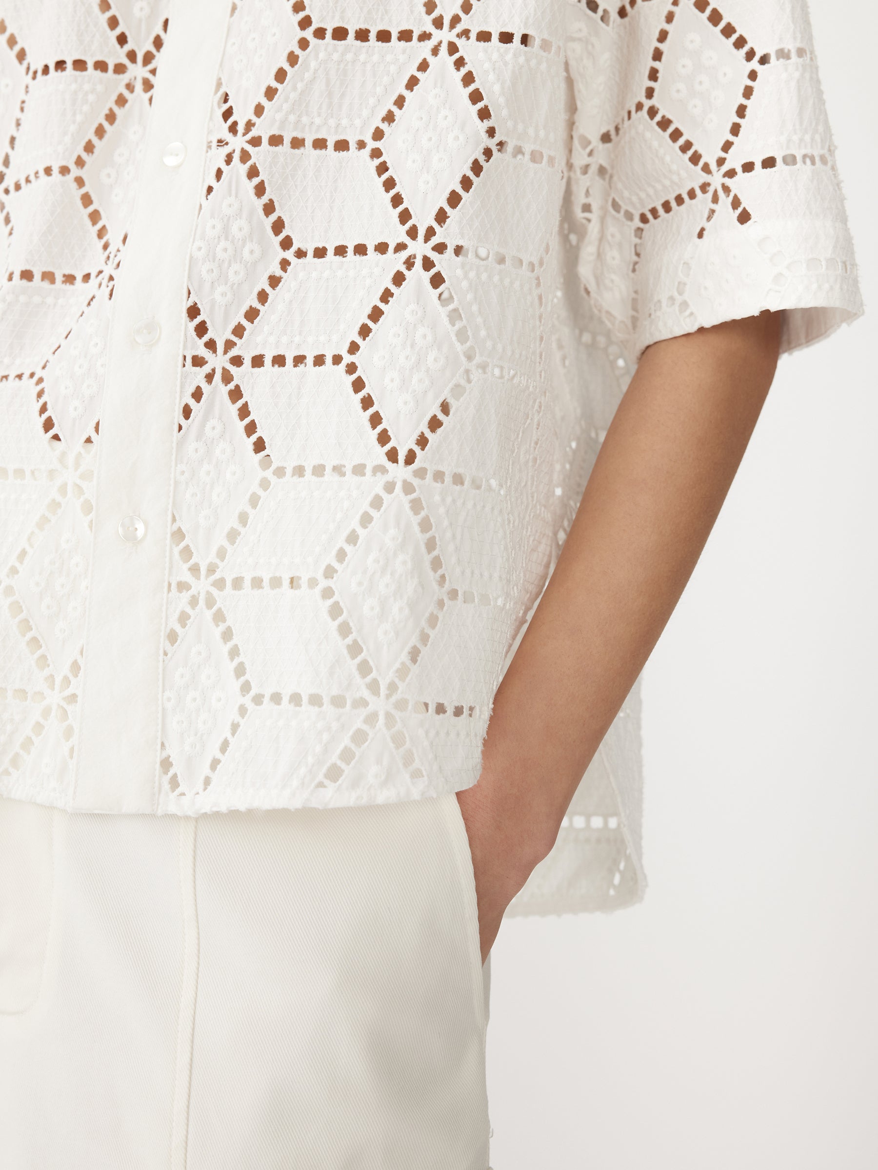 Bassike Cotton Lace Shirt in White