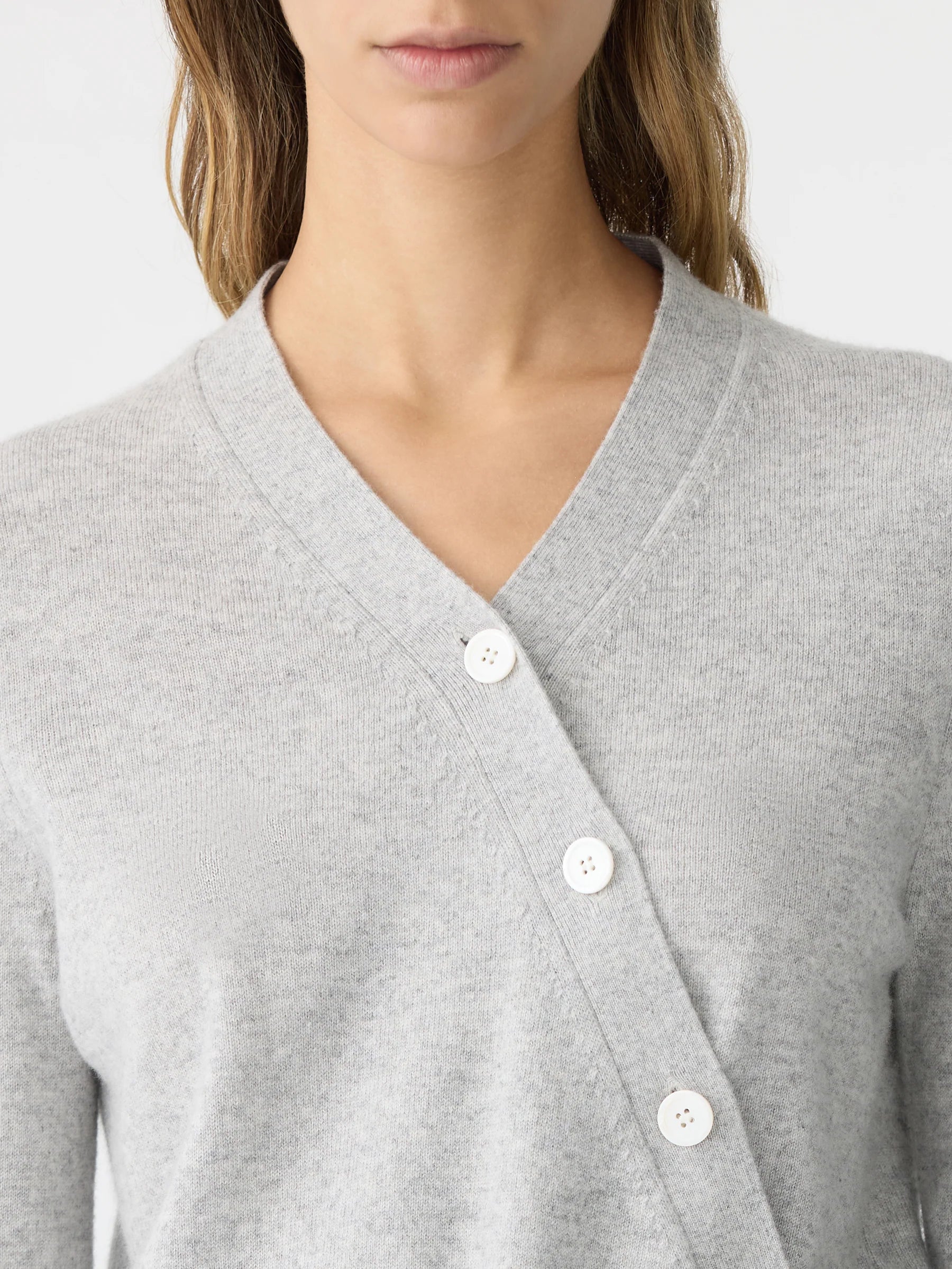 Bassike Crossover Cashmere Cardigan II in Grey Marle