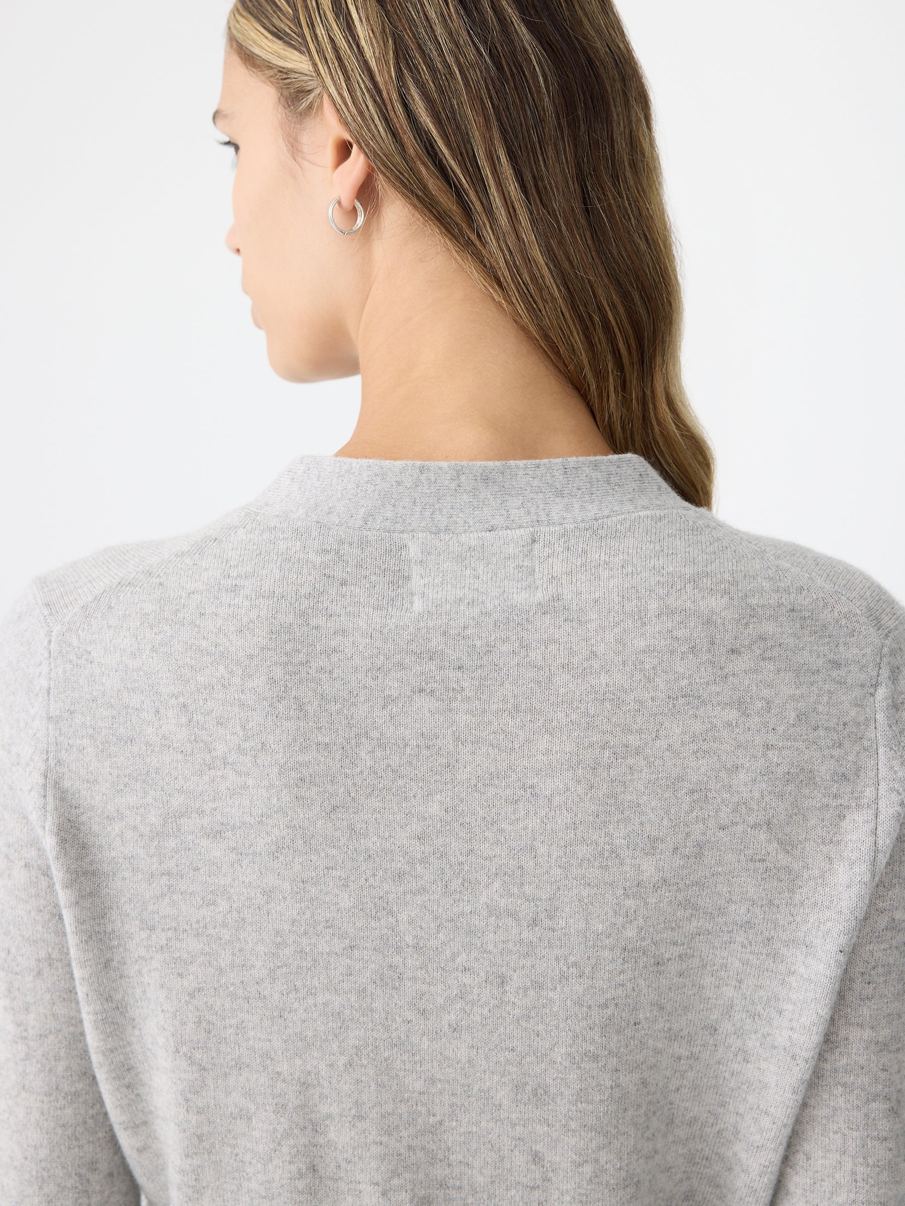 Bassike Crossover Cashmere Cardigan II in Grey Marle