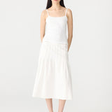 Bassike Crushed Cotton Pleated Skirt in Natural
