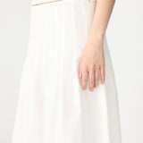Bassike Crushed Cotton Pleated Skirt in Natural