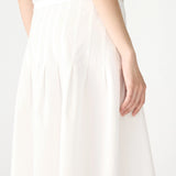 Bassike Crushed Cotton Pleated Skirt in Natural