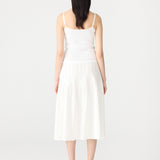 Bassike Crushed Cotton Pleated Skirt in Natural