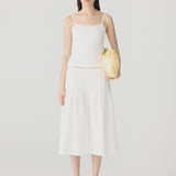 Bassike Crushed Cotton Pleated Skirt in Natural