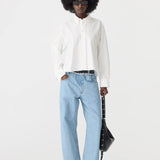 Bassike Crushed Cotton Cut Off Shirt in Natural