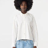 Bassike Crushed Cotton Cut Off Shirt in Natural