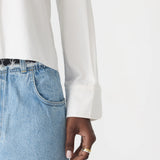 Bassike Crushed Cotton Cut Off Shirt in Natural