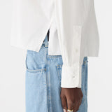 Bassike Crushed Cotton Cut Off Shirt in Natural