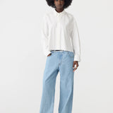 Bassike Crushed Cotton Cut Off Shirt in Natural