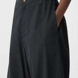 Bassike Crushed Cotton Darted Hem Pant in Black