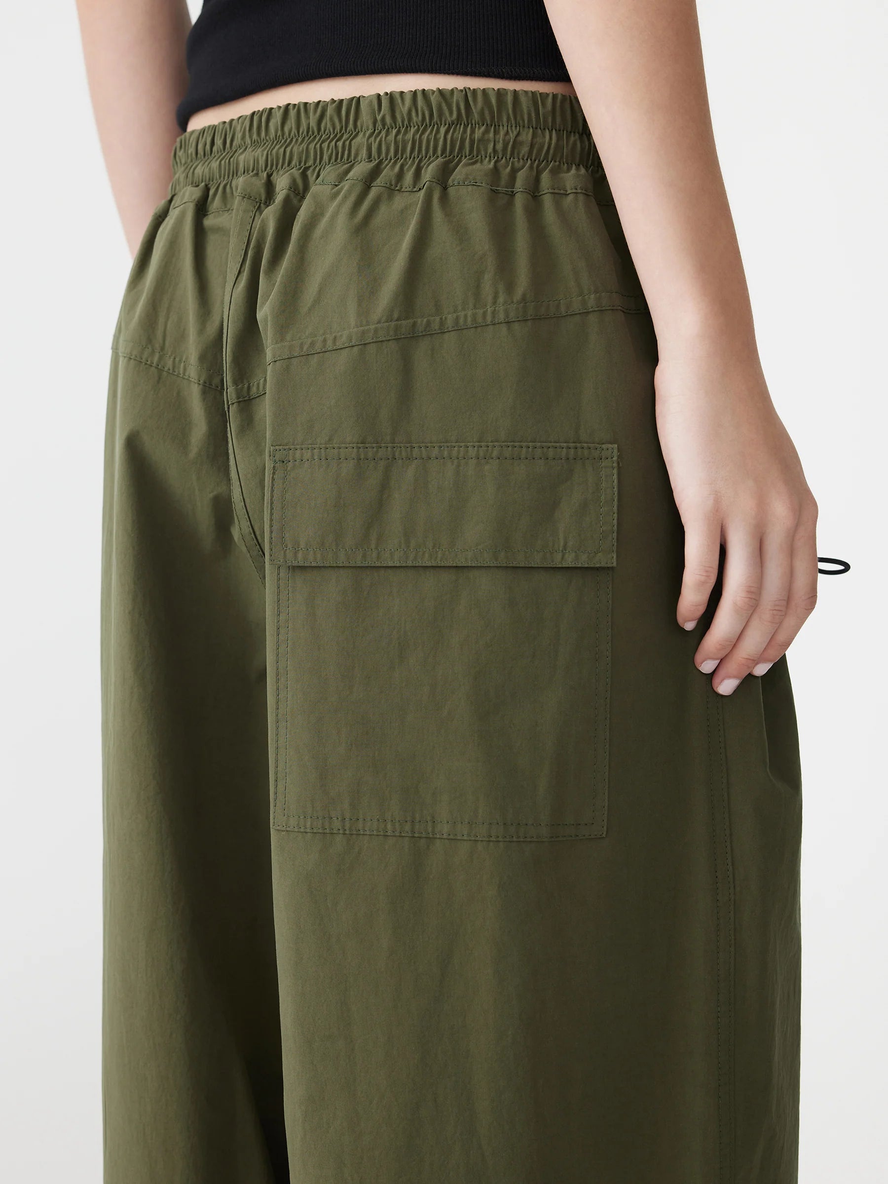 Bassike Crushed Cotton Hiker Pant in Khaki