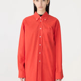 Bassike Crushed Cotton Oversized Shirt in Red