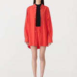 Bassike Crushed Cotton Oversized Shirt in Red