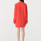 Bassike Crushed Cotton Oversized Shirt in Red