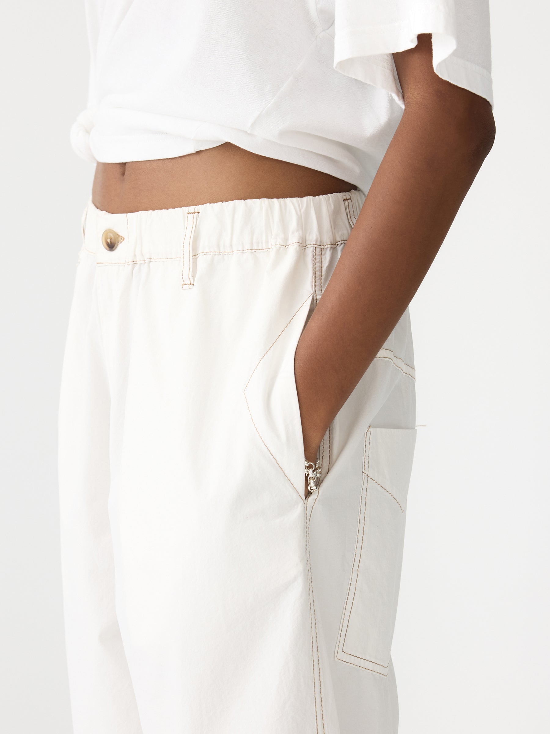 Bassike Crushed Cotton Summer Pant in Natural