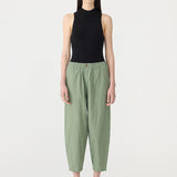 Bassike Crushed Cotton Summer Pant in Dark Sage