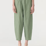 Bassike Crushed Cotton Summer Pant in Dark Sage